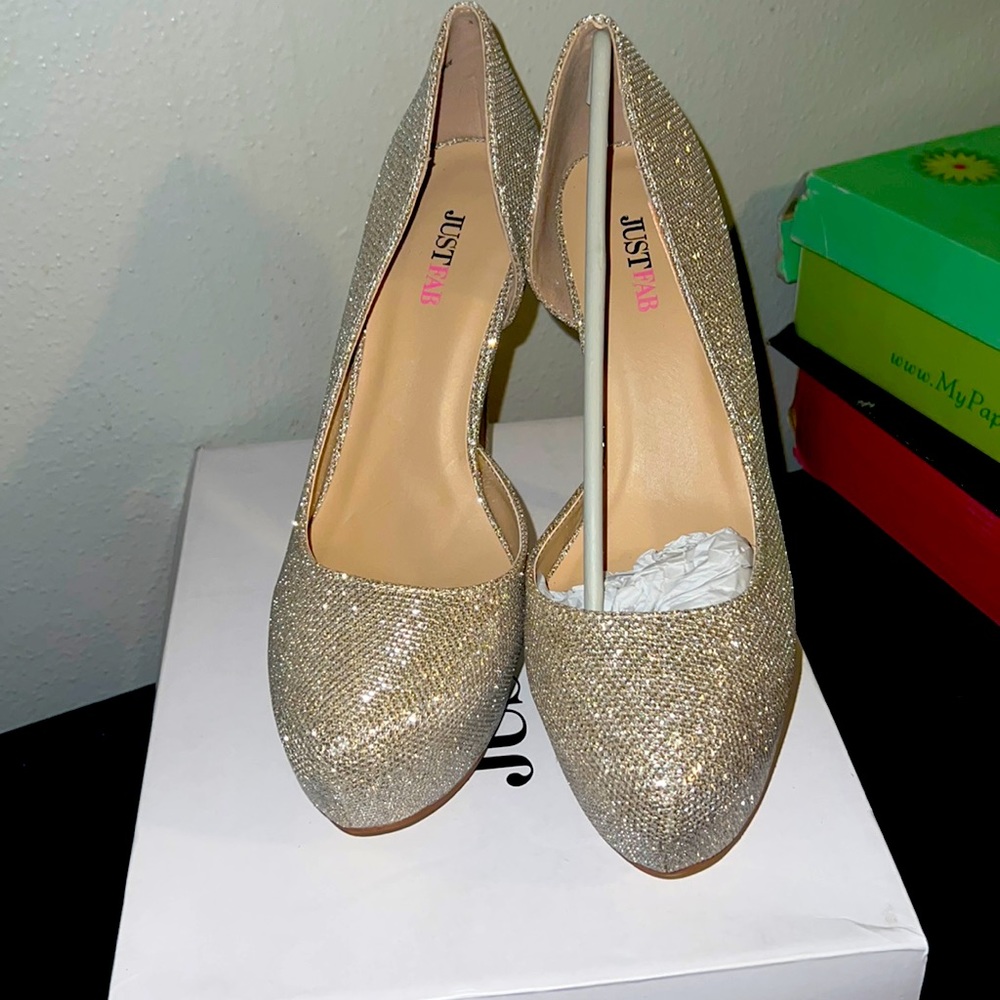 Gold sequence heels from JustFab